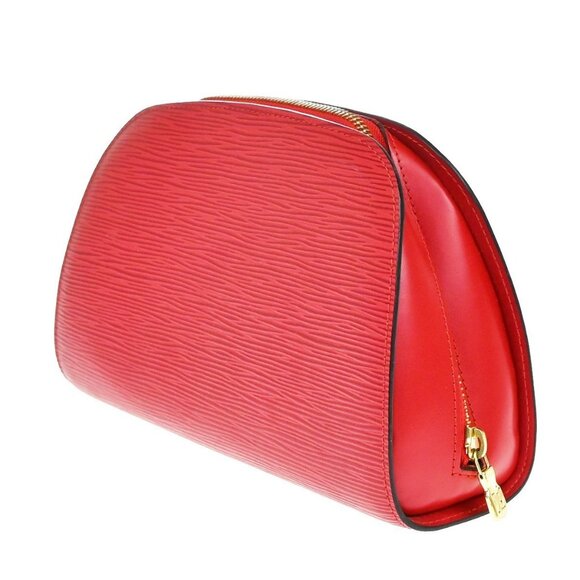 LOUIS VUITTON LV Logo Dauphine MM Pouch Bag Epi Leather Red - Picture 2 of 15